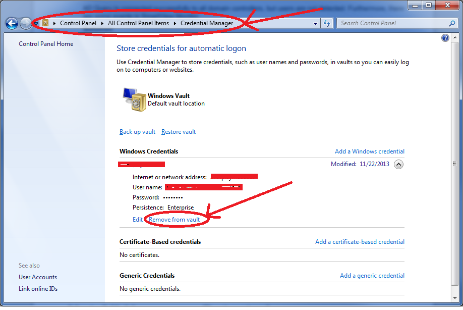 Delete Windows 7 Cached Credentials Delete Windows 7 Cached Credentials