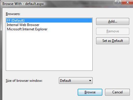 Step 4 - Select Browser to debug your .NET web App